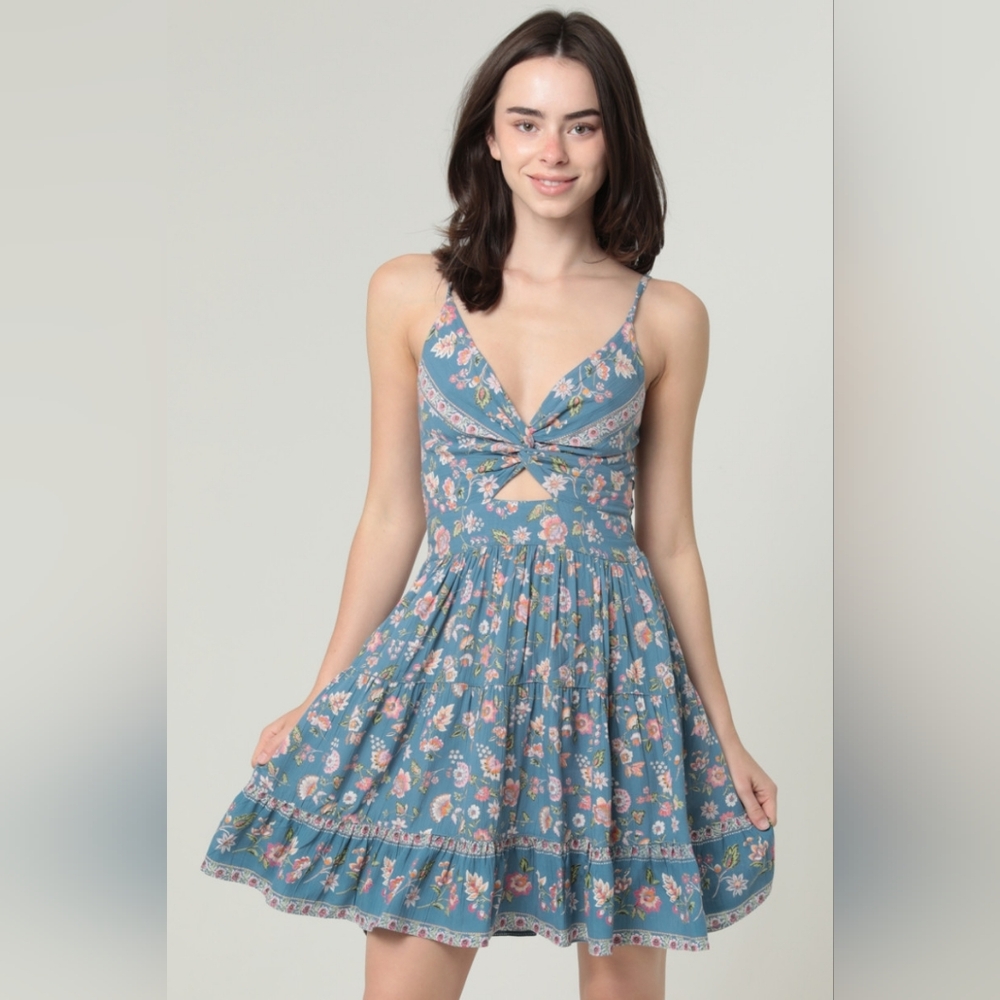 Angie Blue Floral Mini Dress
